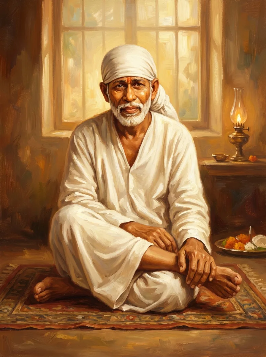 Framed portrait of Sai Baba of Shirdi
